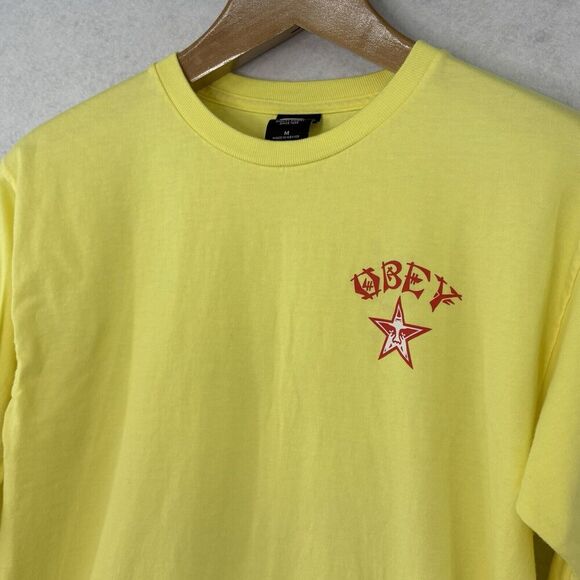 OBEY Men’s Long Sleeve Andre Giant Star-Shapard Fairey-T Shirt M‎ Yellow Lemon - Picture 3 of 7